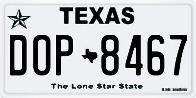 TX license plate DOP8467