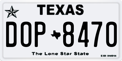 TX license plate DOP8470