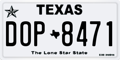 TX license plate DOP8471
