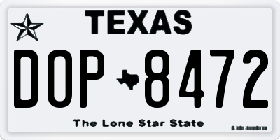 TX license plate DOP8472
