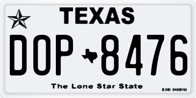 TX license plate DOP8476