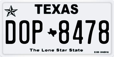 TX license plate DOP8478