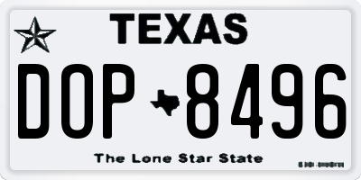 TX license plate DOP8496