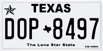 TX license plate DOP8497
