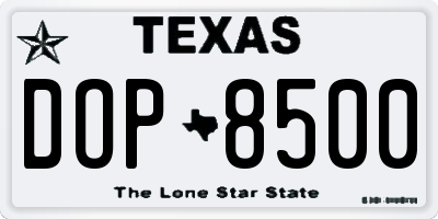 TX license plate DOP8500