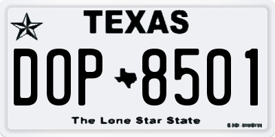 TX license plate DOP8501
