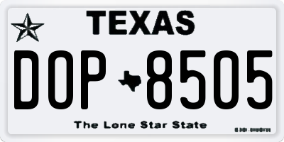 TX license plate DOP8505