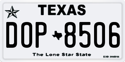 TX license plate DOP8506