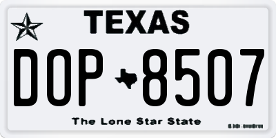 TX license plate DOP8507