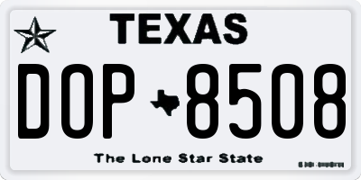TX license plate DOP8508