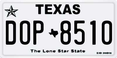 TX license plate DOP8510