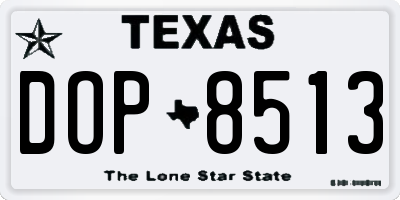 TX license plate DOP8513