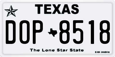 TX license plate DOP8518