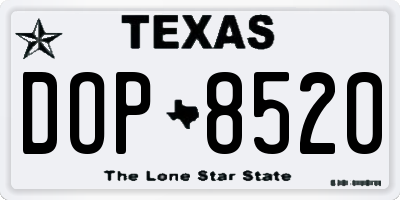 TX license plate DOP8520