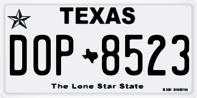 TX license plate DOP8523