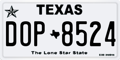 TX license plate DOP8524