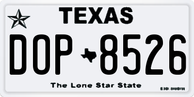 TX license plate DOP8526