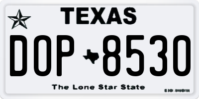 TX license plate DOP8530