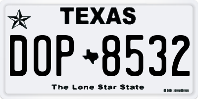 TX license plate DOP8532