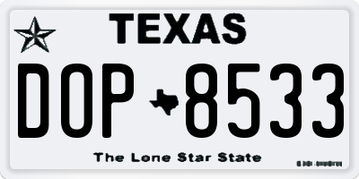 TX license plate DOP8533