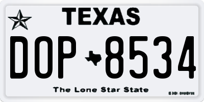 TX license plate DOP8534