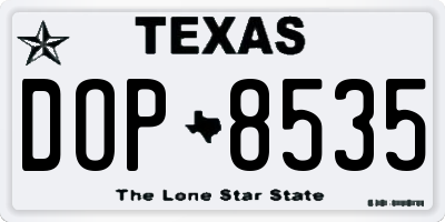 TX license plate DOP8535