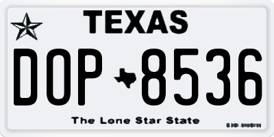 TX license plate DOP8536