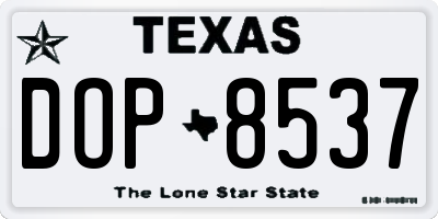 TX license plate DOP8537