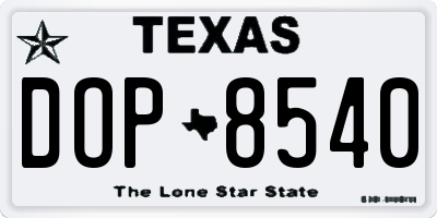 TX license plate DOP8540