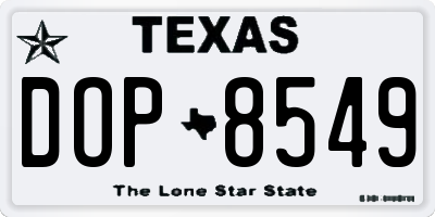 TX license plate DOP8549