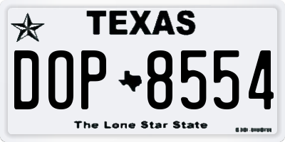 TX license plate DOP8554