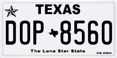 TX license plate DOP8560
