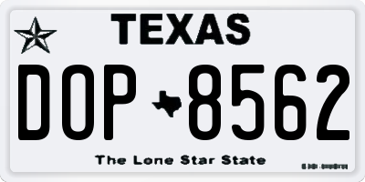 TX license plate DOP8562