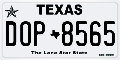 TX license plate DOP8565
