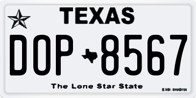 TX license plate DOP8567