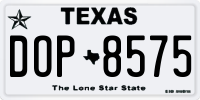TX license plate DOP8575
