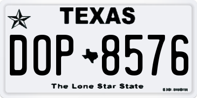 TX license plate DOP8576