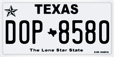 TX license plate DOP8580