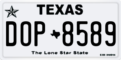 TX license plate DOP8589