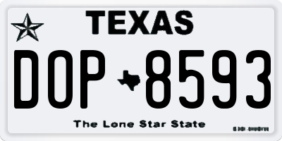 TX license plate DOP8593