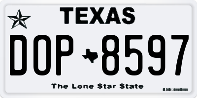 TX license plate DOP8597