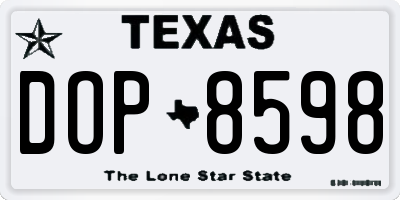 TX license plate DOP8598