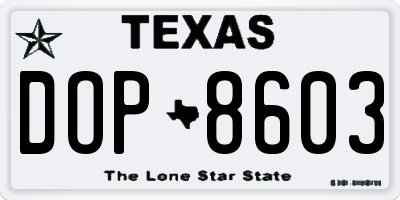 TX license plate DOP8603