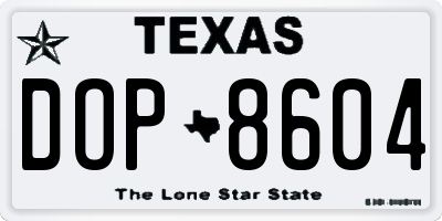 TX license plate DOP8604