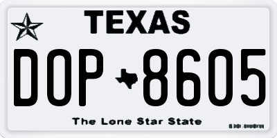 TX license plate DOP8605
