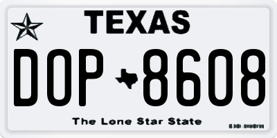 TX license plate DOP8608