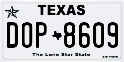TX license plate DOP8609