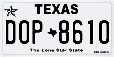 TX license plate DOP8610