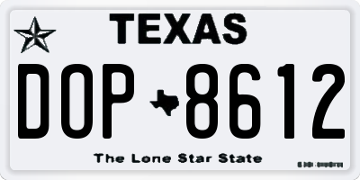 TX license plate DOP8612