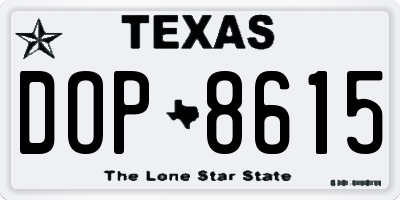 TX license plate DOP8615